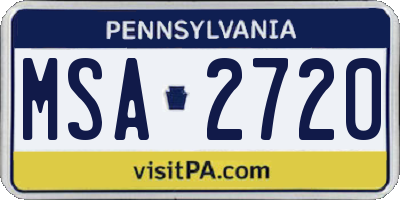 PA license plate MSA2720