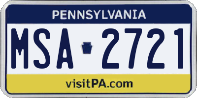 PA license plate MSA2721