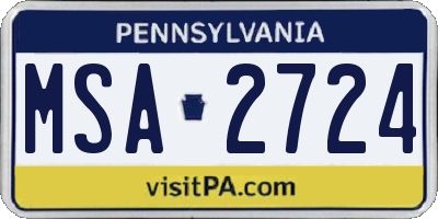 PA license plate MSA2724