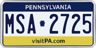PA license plate MSA2725