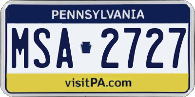 PA license plate MSA2727