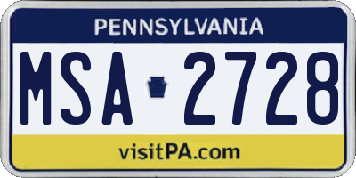 PA license plate MSA2728