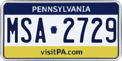PA license plate MSA2729