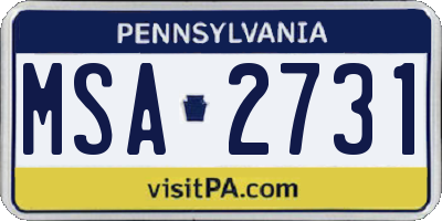 PA license plate MSA2731