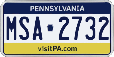 PA license plate MSA2732