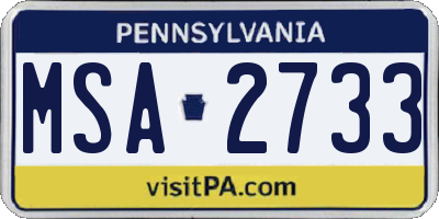 PA license plate MSA2733