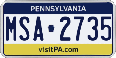 PA license plate MSA2735