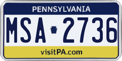 PA license plate MSA2736
