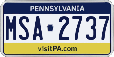 PA license plate MSA2737