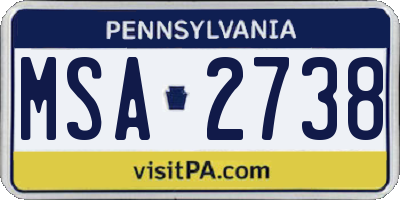 PA license plate MSA2738