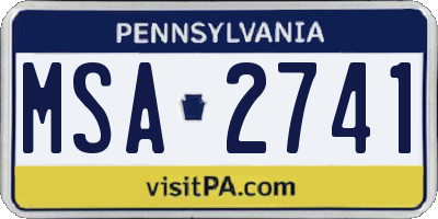 PA license plate MSA2741