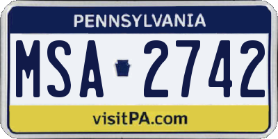 PA license plate MSA2742