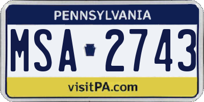 PA license plate MSA2743