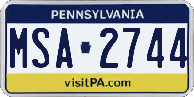 PA license plate MSA2744