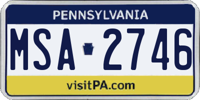 PA license plate MSA2746