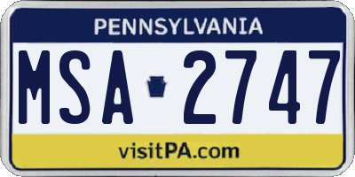 PA license plate MSA2747