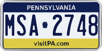 PA license plate MSA2748