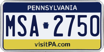 PA license plate MSA2750