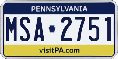 PA license plate MSA2751