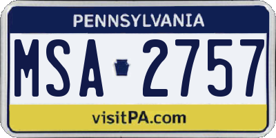 PA license plate MSA2757