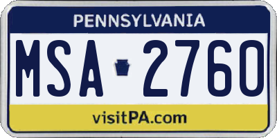 PA license plate MSA2760