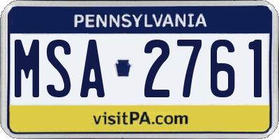 PA license plate MSA2761