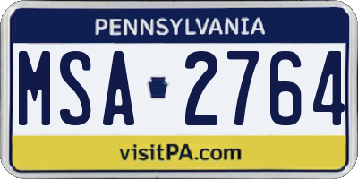 PA license plate MSA2764