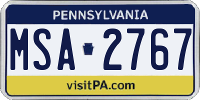 PA license plate MSA2767