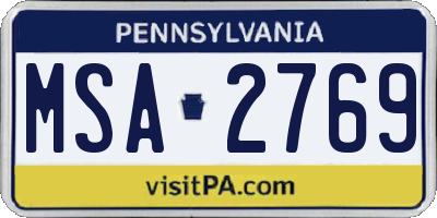 PA license plate MSA2769