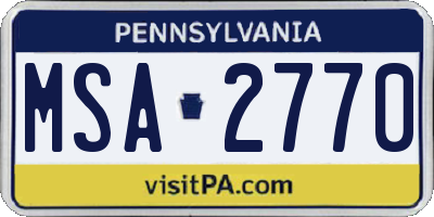 PA license plate MSA2770