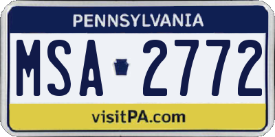 PA license plate MSA2772