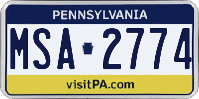 PA license plate MSA2774