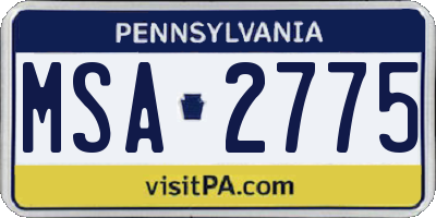 PA license plate MSA2775