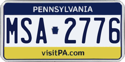 PA license plate MSA2776