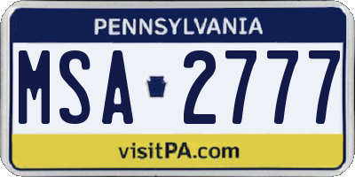 PA license plate MSA2777