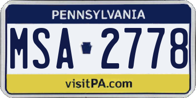 PA license plate MSA2778