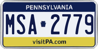 PA license plate MSA2779