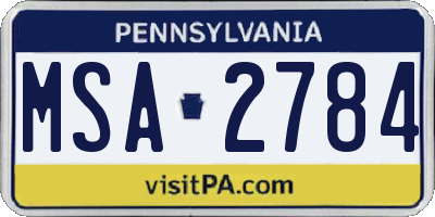 PA license plate MSA2784
