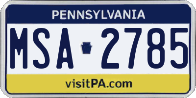 PA license plate MSA2785