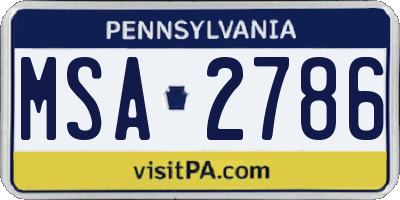 PA license plate MSA2786