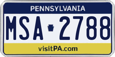 PA license plate MSA2788