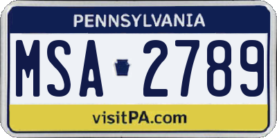 PA license plate MSA2789