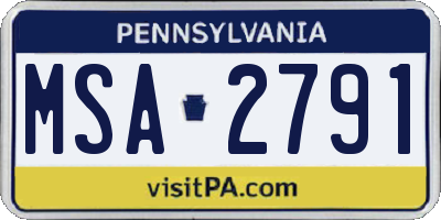 PA license plate MSA2791