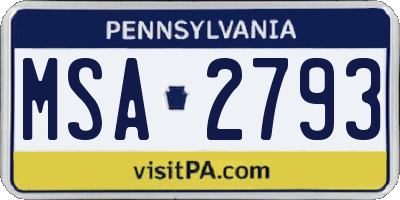PA license plate MSA2793