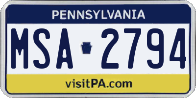 PA license plate MSA2794