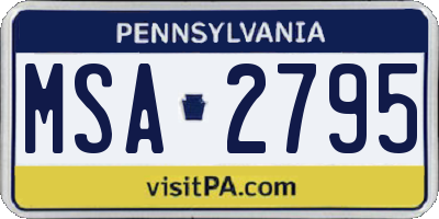 PA license plate MSA2795