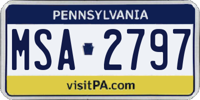 PA license plate MSA2797