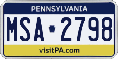 PA license plate MSA2798