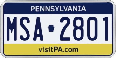 PA license plate MSA2801