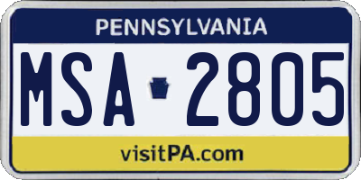 PA license plate MSA2805